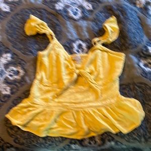 M Yellow Summer Top With bow tie Front